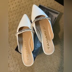 Tahari White Women's Shoes with Rhinestone Detail